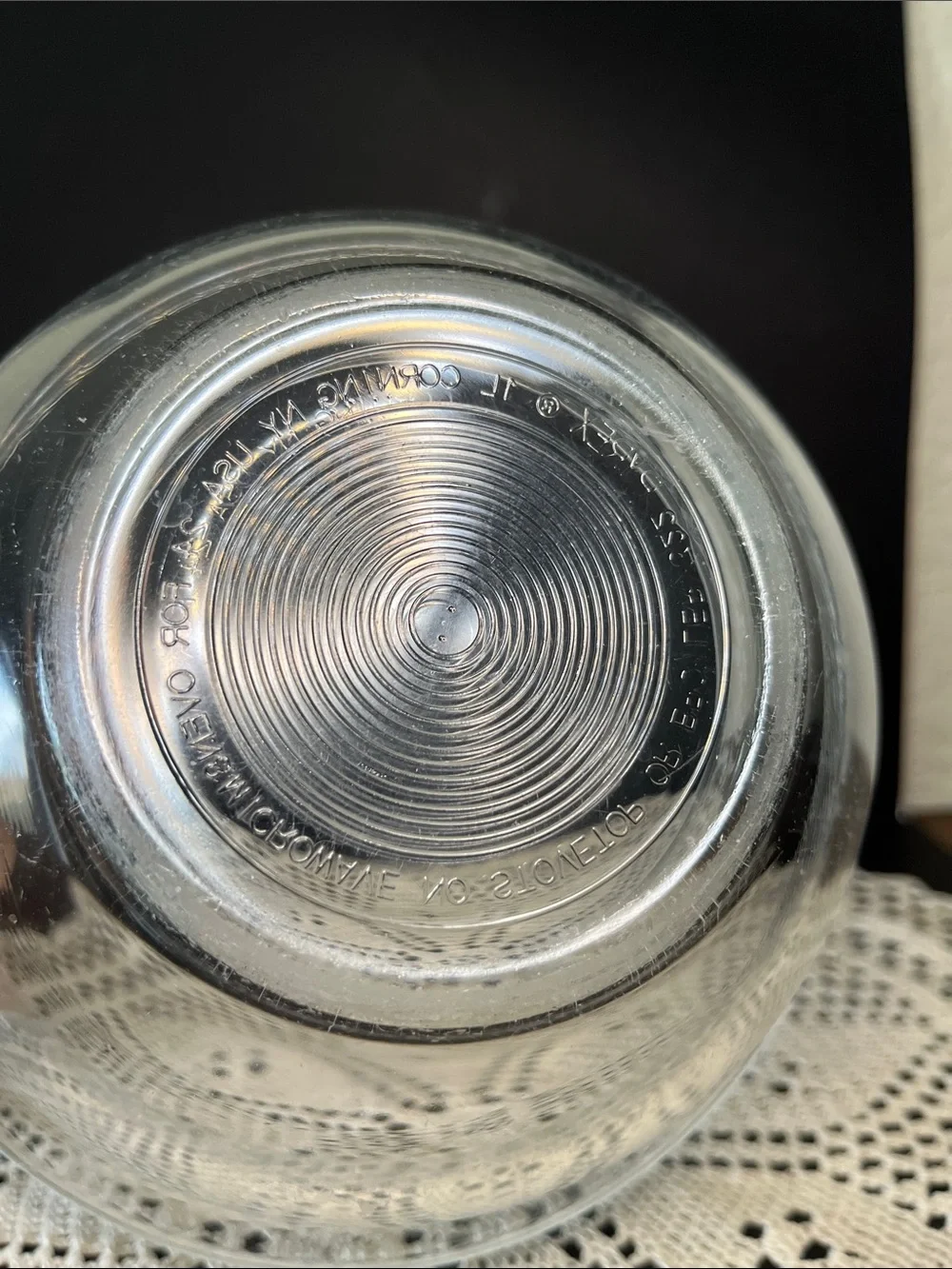 Vintage Pyrex #322 Colonial Mist Clear Glass Mixing Bowl White Floral